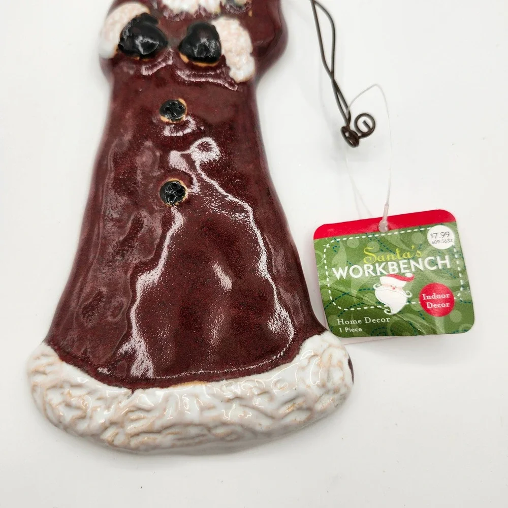 Santa's‎ Workbench Ceramic Santa Claus Wall Decor Vintage 2002 Burgundy White